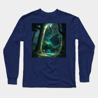 Misty Interior of Trollbark Forest, Green Temperate Rainforest DND Long Sleeve T-Shirt